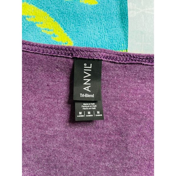 Anvil NWT Purple Cheetah Print Pumpkin Custom Graphic Short Sleeve Size Medium - Picture 7 of 9